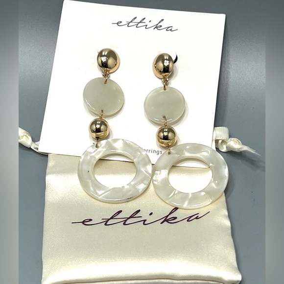 Ettika Gold and M.O.P. Circle Earrings - Picture 1 of 5
